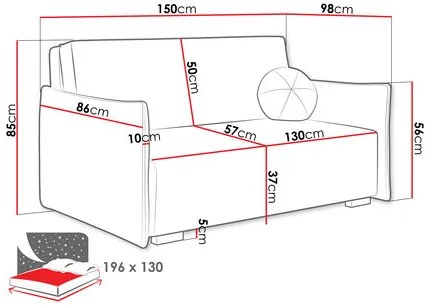 Széthúzható kanapé Clovea Glov III (narancssárga) (tárolóhellyel). 1105465