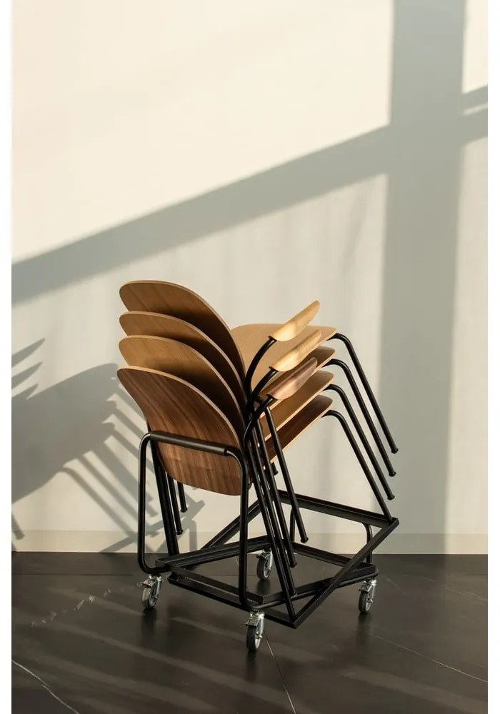 Konyakbarna-natúr színű karfás-rakásolható étkezőszék szett 2 db-os diófa dekorral Book – Gazzda