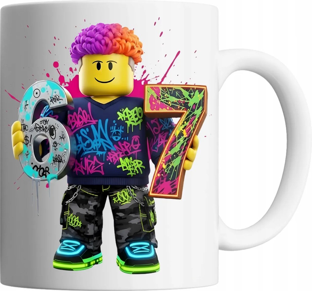 Bögre 330ml Six Seven 67 Steal A Brainrot Boy Roblox Ajándék Név