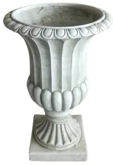 Cement óriás kehely kaspó 39x62 cm antik fehér