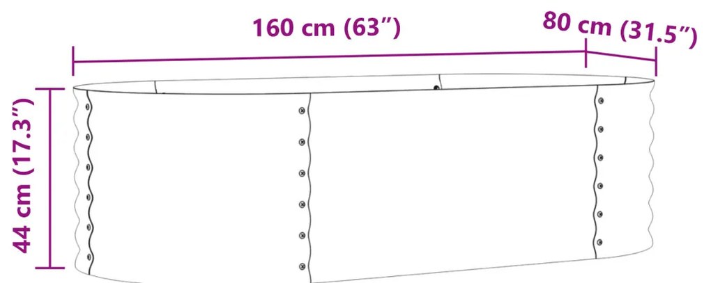 Kerti magaságyás Barna 160 x 80 x 44 cm Acél