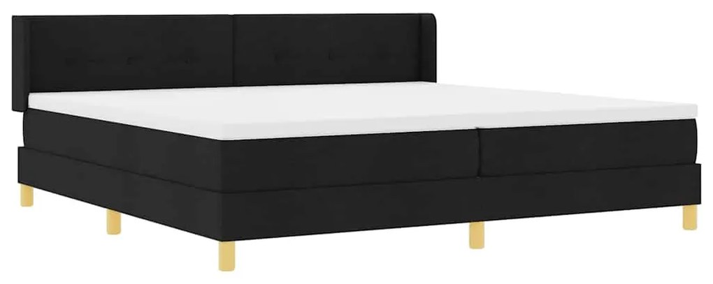 Boxrugós ágy Fekete 200 x 200 cm Kárpitozás és Fa és Hab