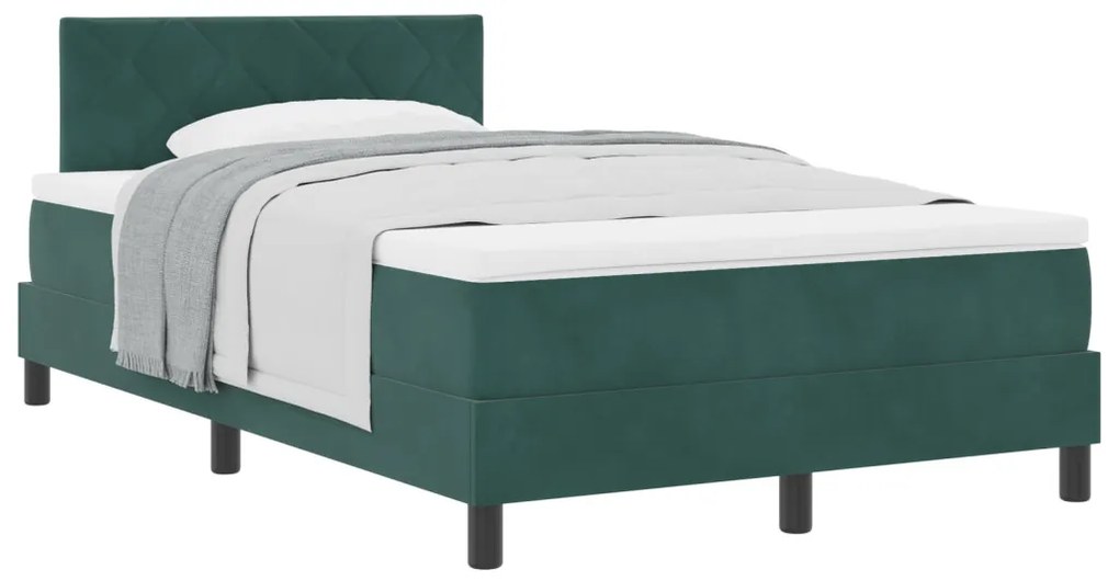 Boxspring Ágy Mattal Sötétzöld Kicsi Kétszemélyes Bársony