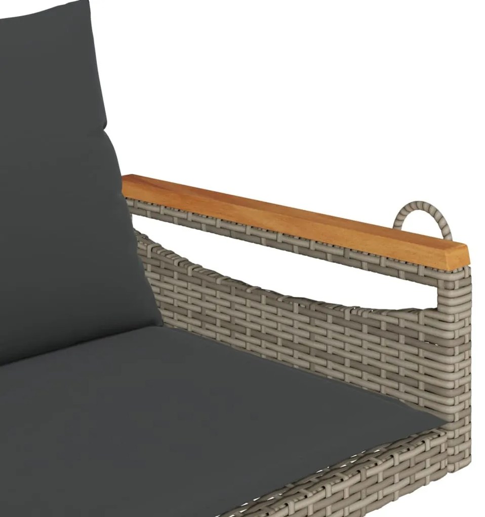 szürke polyrattan hintapad párnákkal 109 x 62 x 40 cm