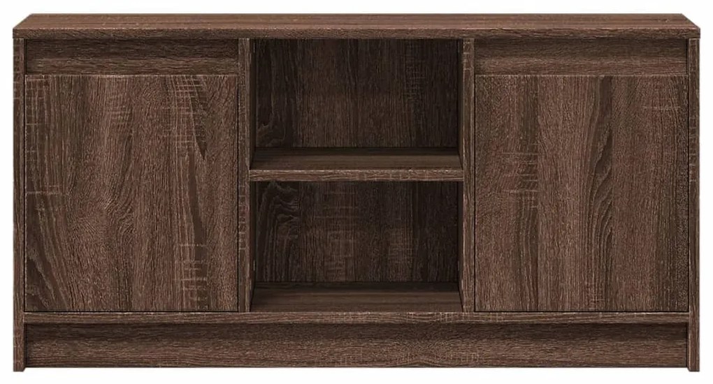 barna tölgy színű szerelt fa LED-es TV-szekrény 100x34x50 cm