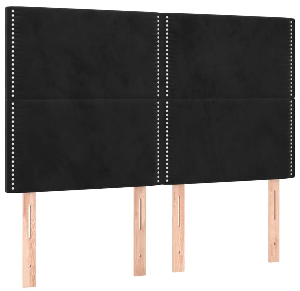 4 db fekete bársony fejtámla 72 x 5 x 78/88 cm