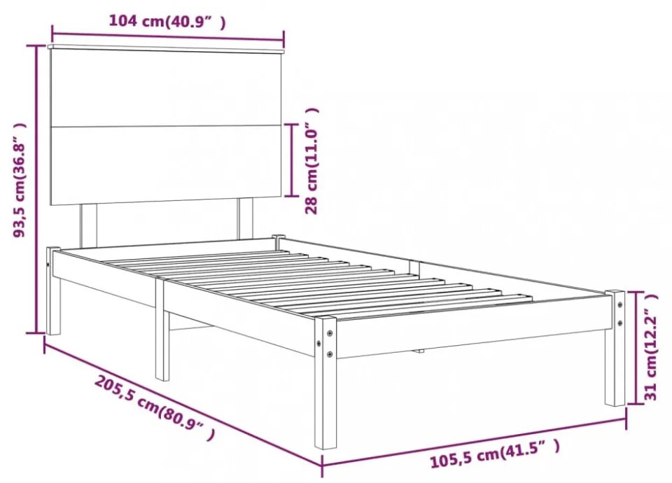 fehér tömör fenyőfa ágy matrac nélkül 100 x 200 cm