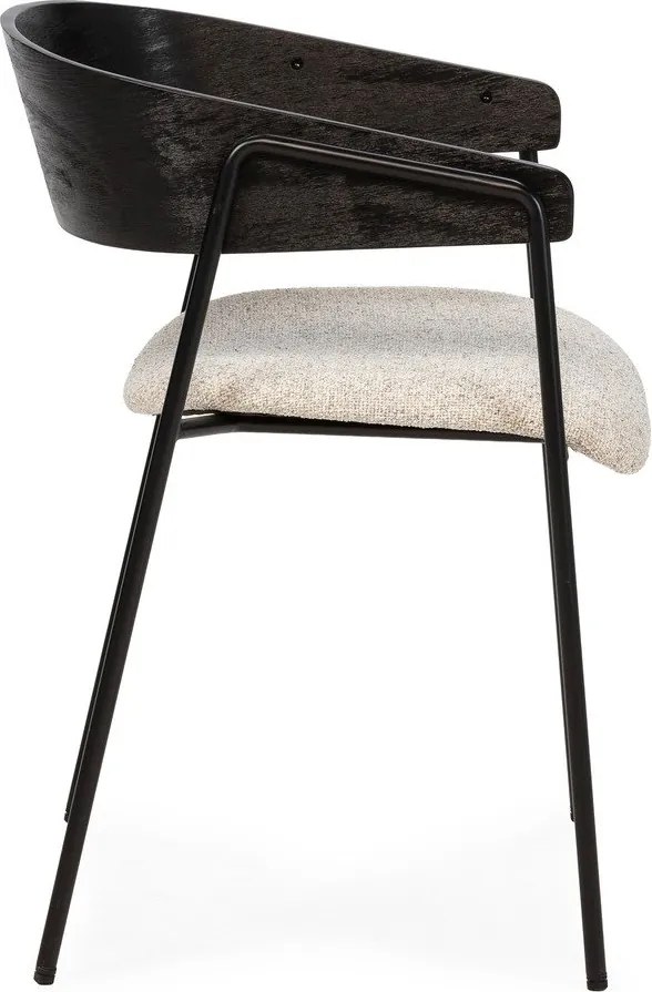 Fekete-bézs kárpitozott karfás étkezőfotel szett 2 db-os Cora – MOME