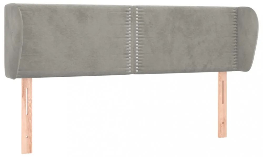 világosszürke bársony fejtámla szárnyakkal 147x23x78/88 cm