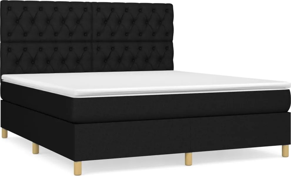 vidaXL fekete szövet rugós ágy matraccal 160x200 cm