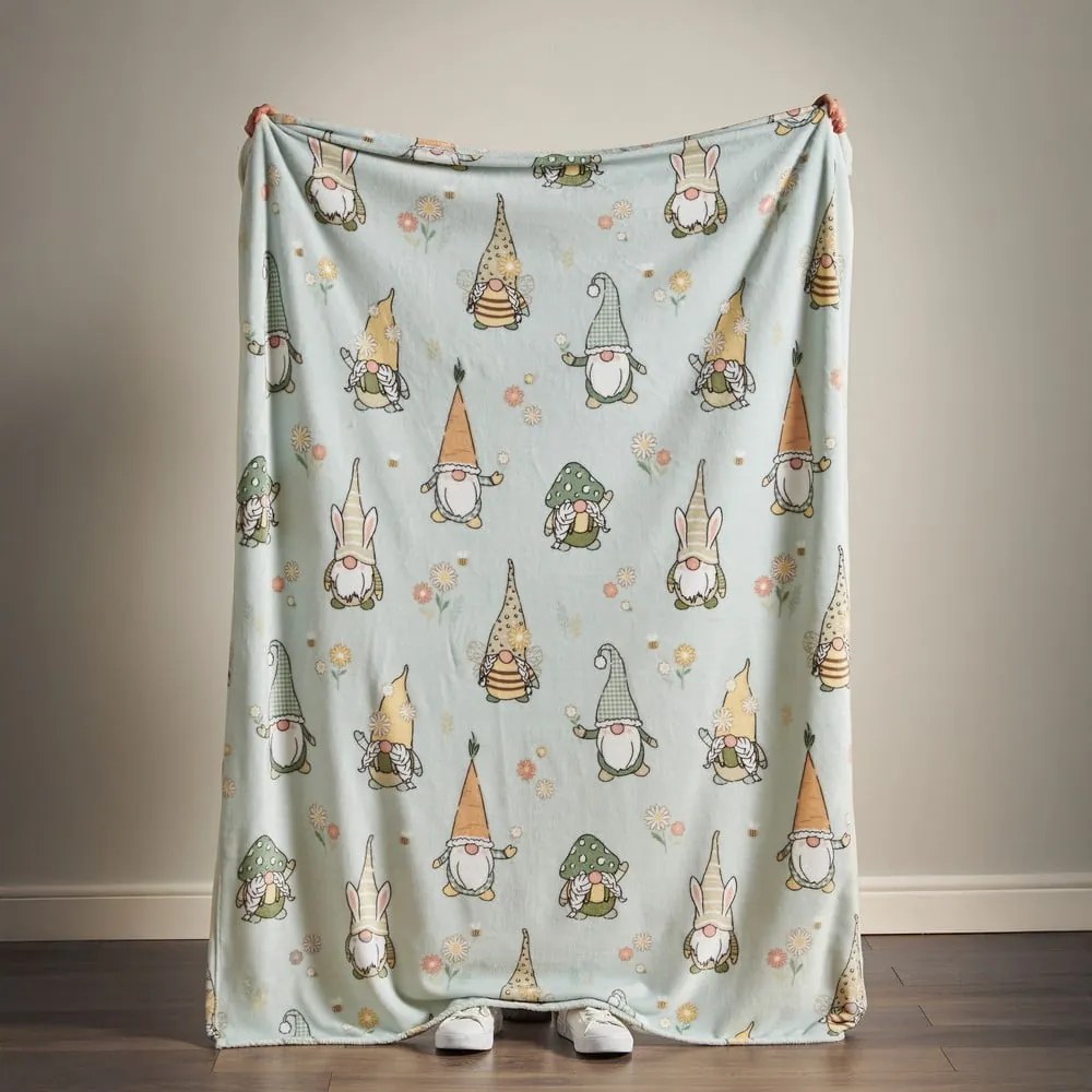Világoszöld mikroplüss takaró húsvéti mintával 130x170 cm Spring Gonks – Catherine Lansfield