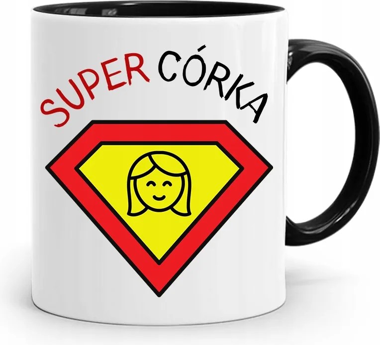 Fekete Bögre Ajándék Lányának Szuper Lány Nyomtatott Fotóval