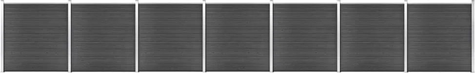 vidaXL fekete WPC kerítéspanelszett 1218 x 186 cm