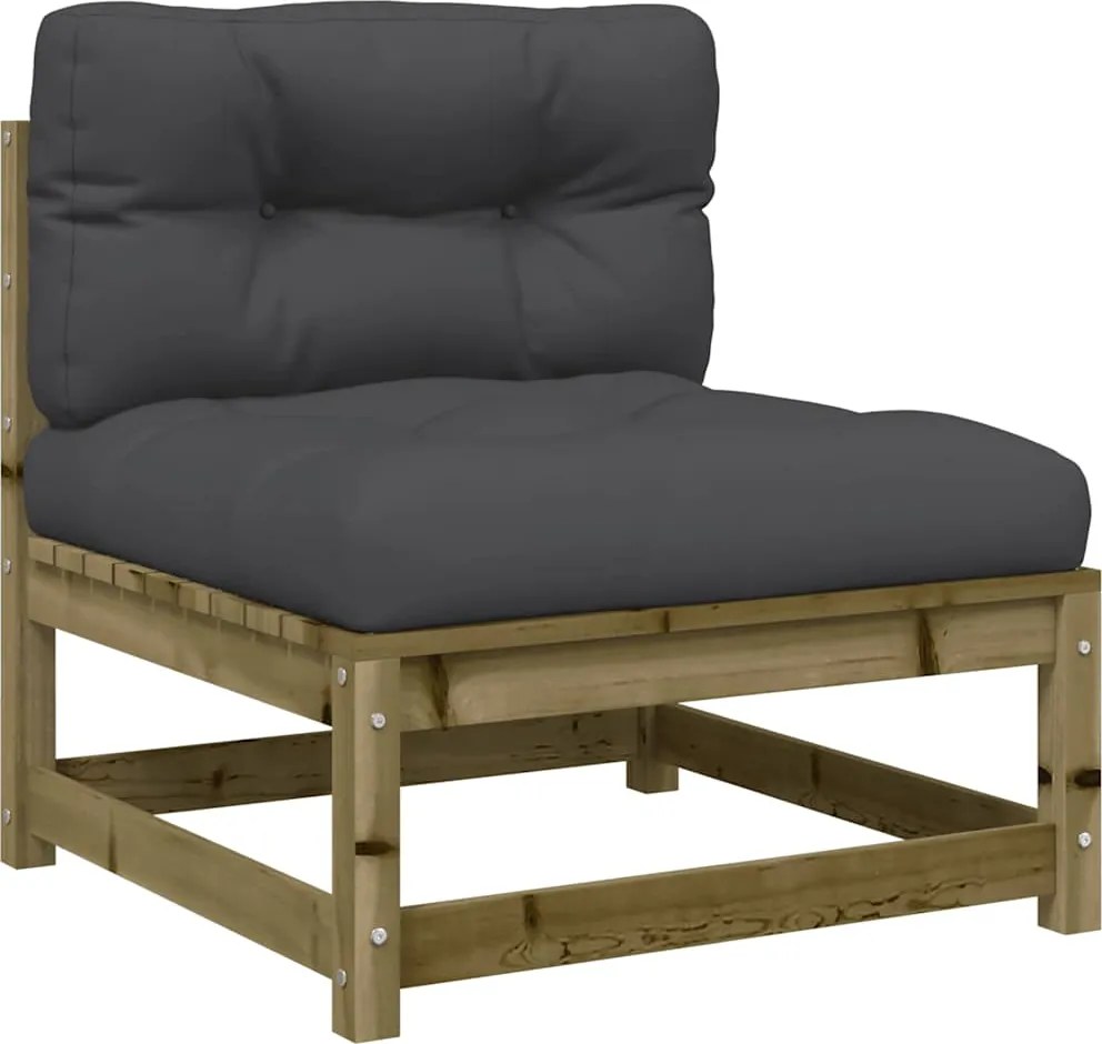 vidaXL impregnált fenyőfa karfa nélküli kerti kanapé párnákkal