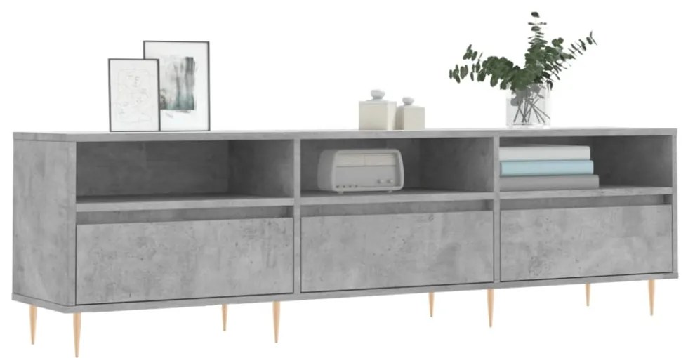 betonszürke szerelt fa TV-szekrény 150x30x44,5 cm