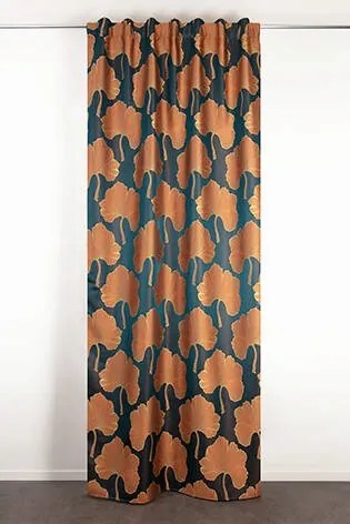 Függöny Ginko narancssárga fekete kész függöny alagút 135 x 280 cm