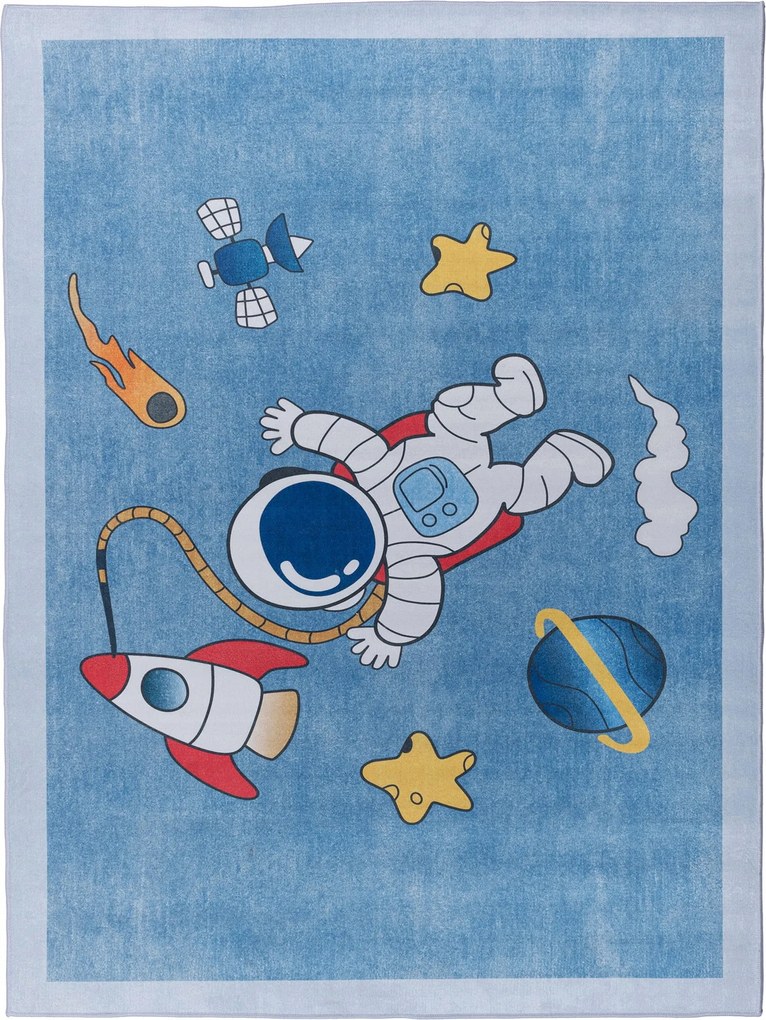 Gyerekszőnyeg Crystal Velvet 80x150 Kozmosz Rakéta Kék Gyerek