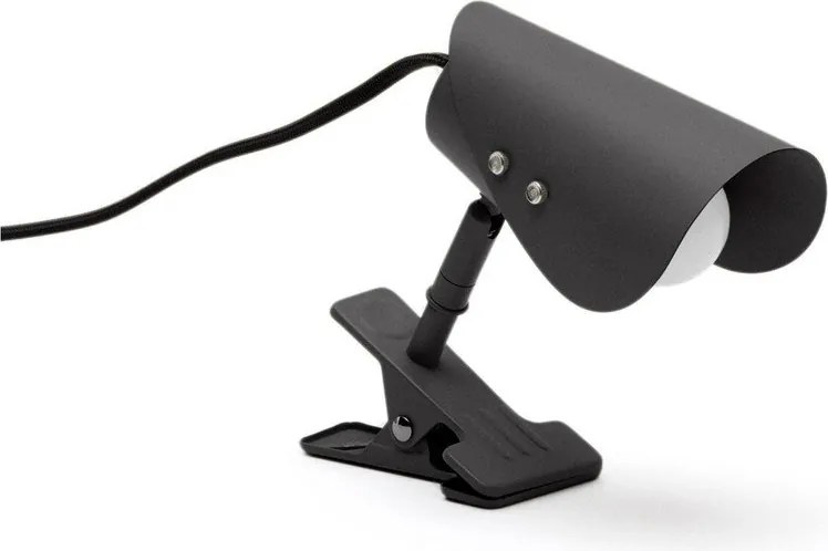 Fekete fém asztali lámpa csiptetővel (magasság 16 cm) Jula – Kave Home