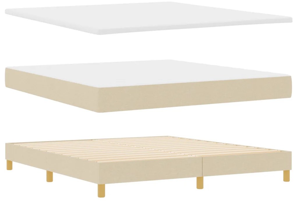 Boxspring ágy matraccal krém szövetben, 180x200 cm