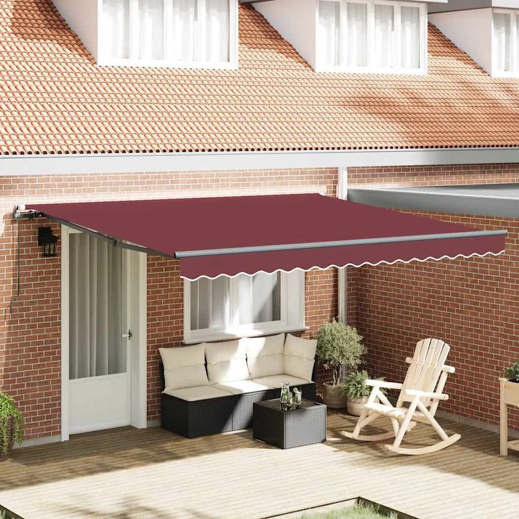 Burgundi vörös kézzel kihúzható napellenző 400 x 300 cm