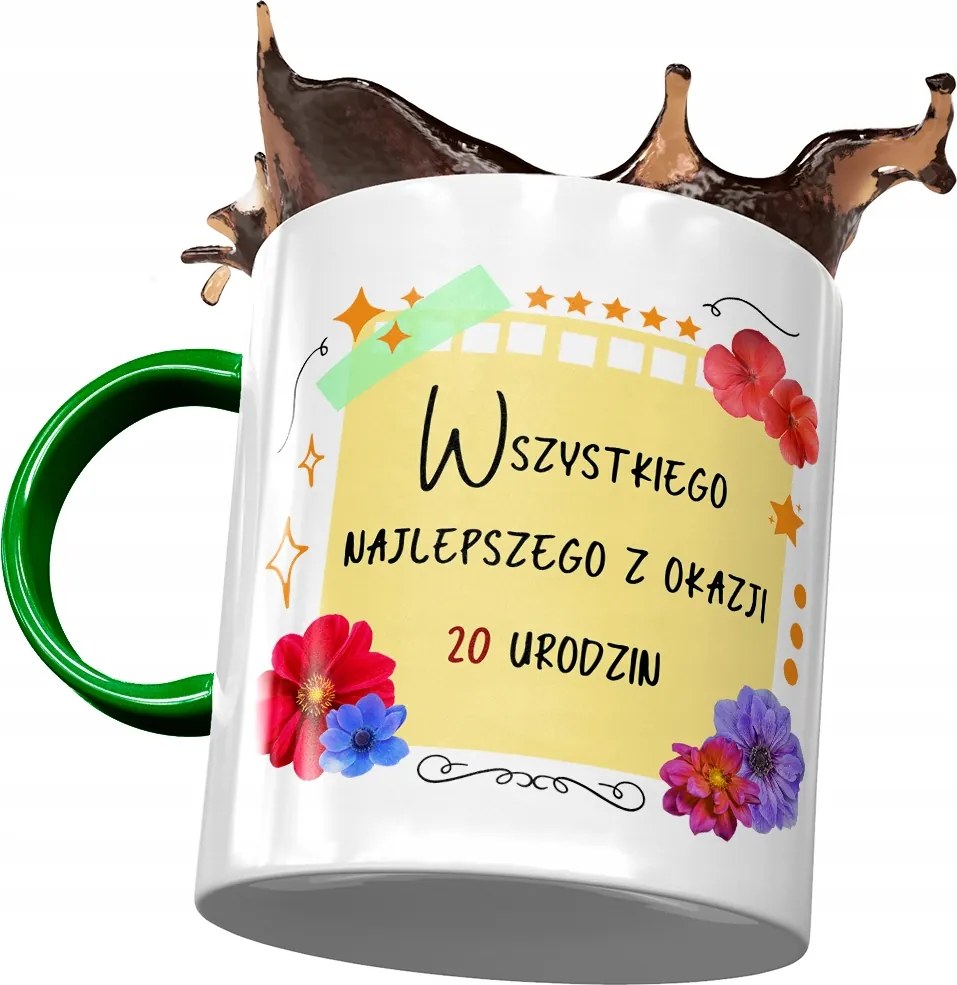 Zöld Bögre Születésnapra 20 20. 20. Ajándék Nyomtatott Fotóval