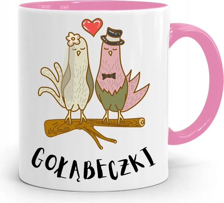 Rózsaszín Bögre Lány Feleség Galambok nyomott mintával