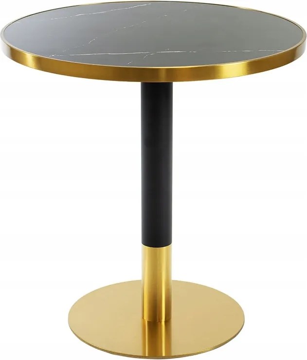 Márvány Bár Kávézóasztal Márvány Asztallappal Fi70cm fekete A-609