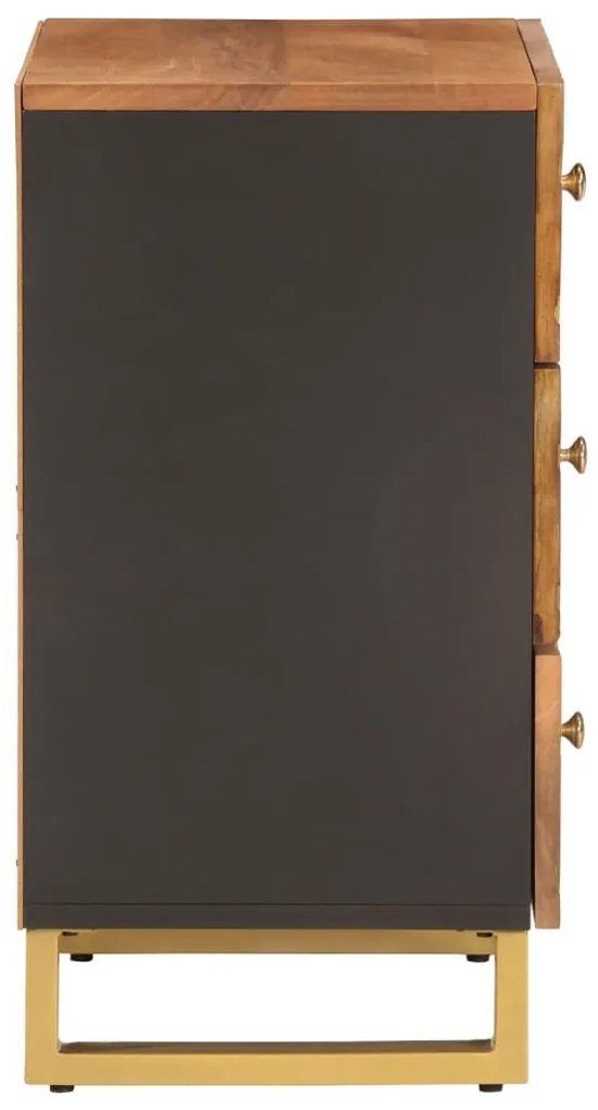 Barna és fekete tömör mangófa éjjeliszekrény 50x33x60 cm