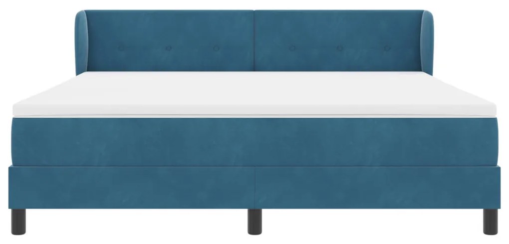 Boxspring Ágy Mattal Sötétkék 180x200 cm Bársony