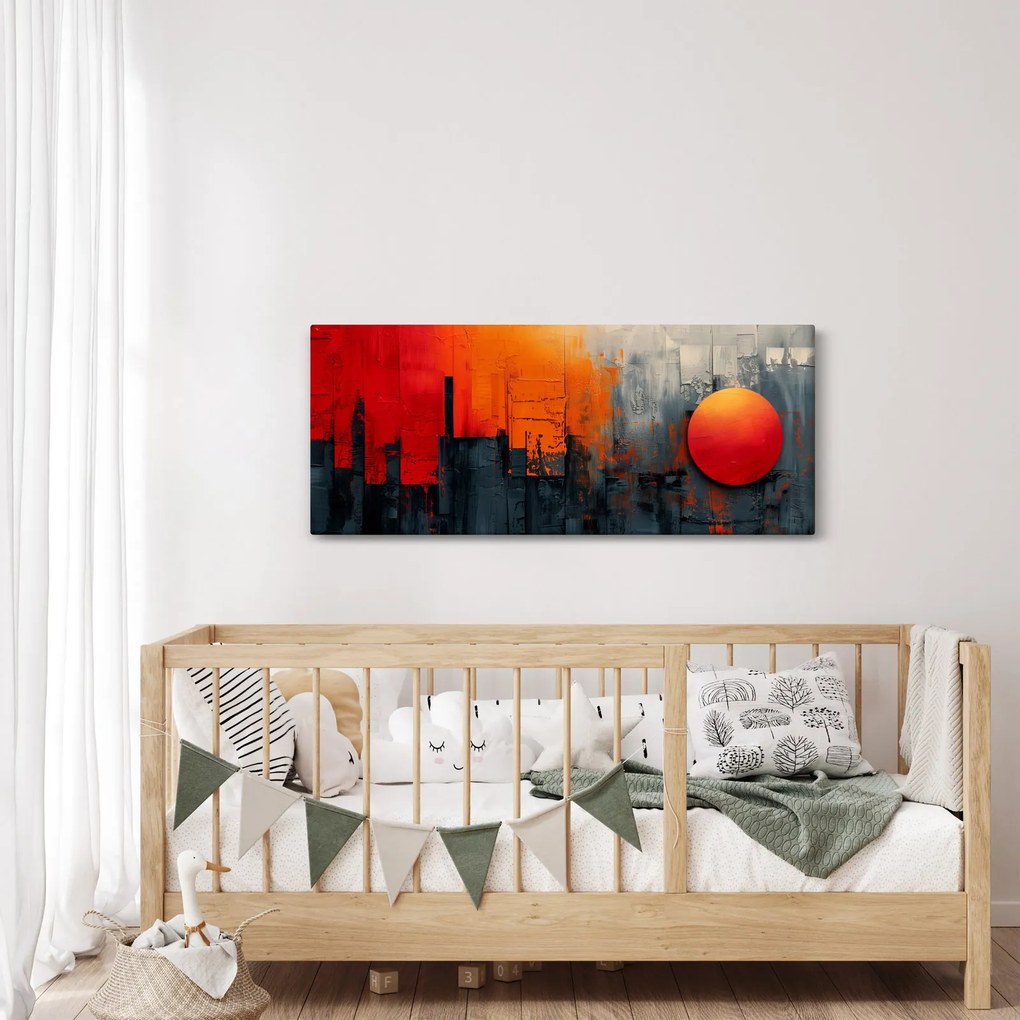 Kép - Absztrakt festmény a városról (120x50 cm)