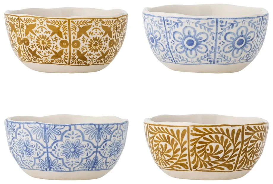 Kék-narancssárga kőedény tálka szett 4 db-os 200 ml Milton – Bloomingville