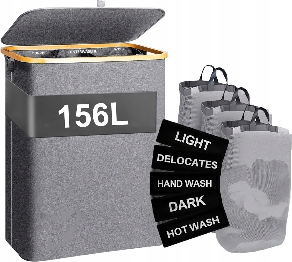 Szennyestartó Kosár 156l összecsukható nagy álló tároló 3 szoba