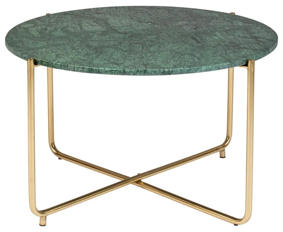 Zöld-aranyszínű kerek dohányzóasztal márvány asztallappal ø 70 cm Timpa – White Label
