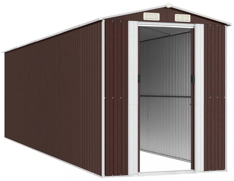 sötétbarna horganyzott acél kerti fészer 192 x 689 x 223 cm