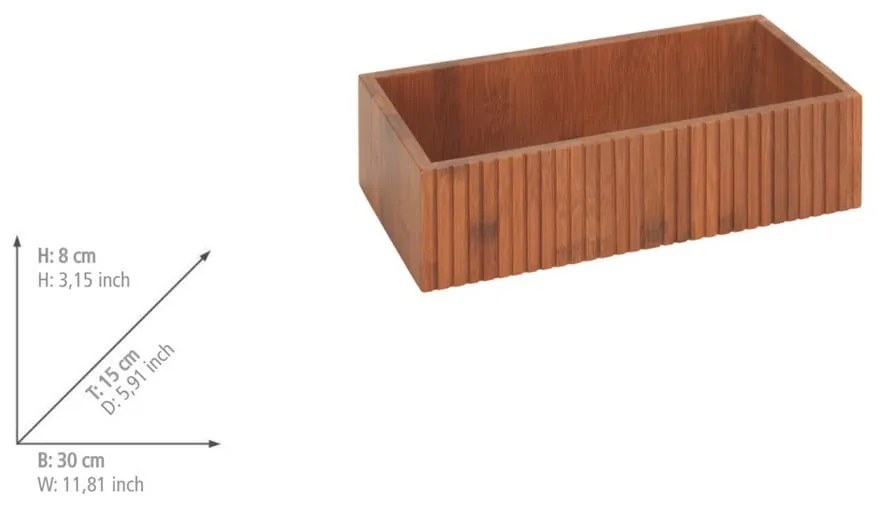 Natúr színű bambusz tárolódoboz 30x15x8 cm Mera – Wenko
