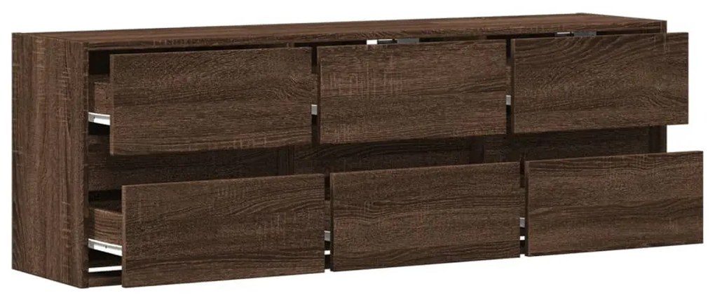 barna tölgyszínű fali TV-szekrény LED-del 130x31x45 cm
