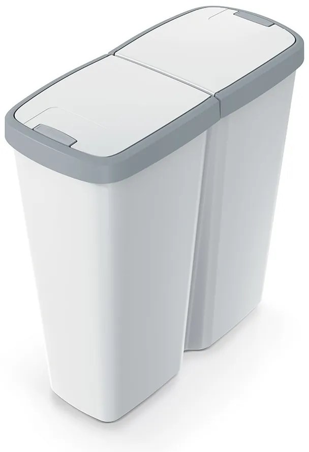 Hulladékgyűjtő Prosperplast COMPACTA Q DUO, 50 l hamu színben, világosszürke fedéllel