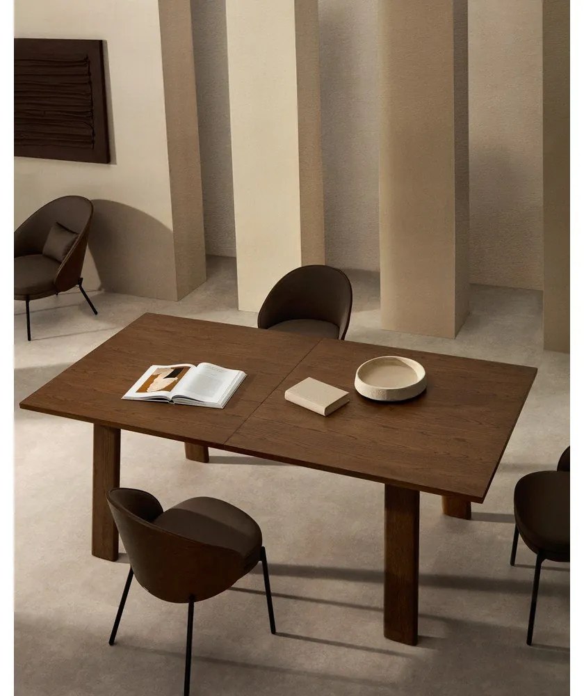 Bővíthető étkezőasztal diófa dekoros asztallappal, hosszabbító asztallappal 95x200 cm Arlen – Kave Home