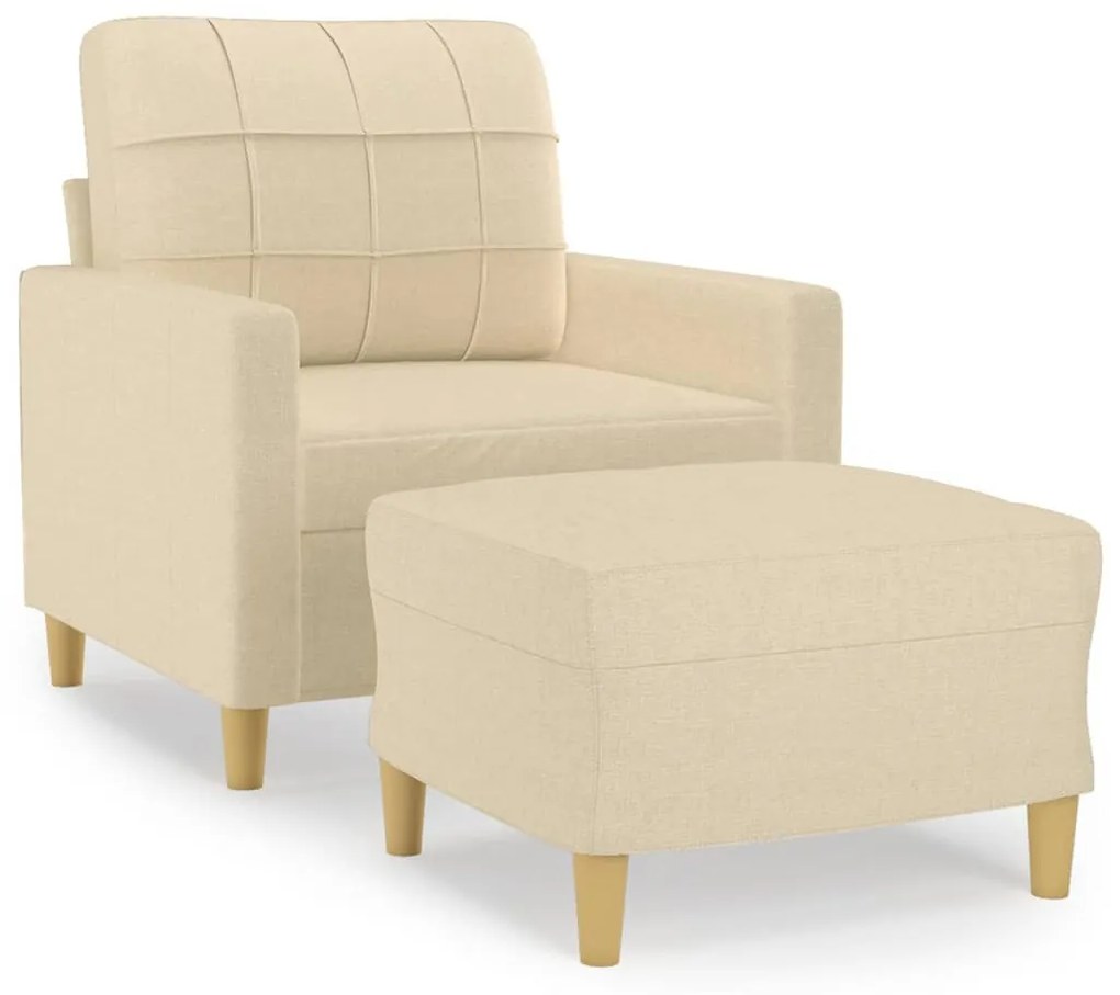 krémszínű szövet kanapéfotel lábtartóval 60 cm