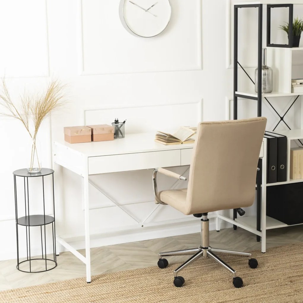 ALLY Birou 123 cm Fe ,de culoare albă