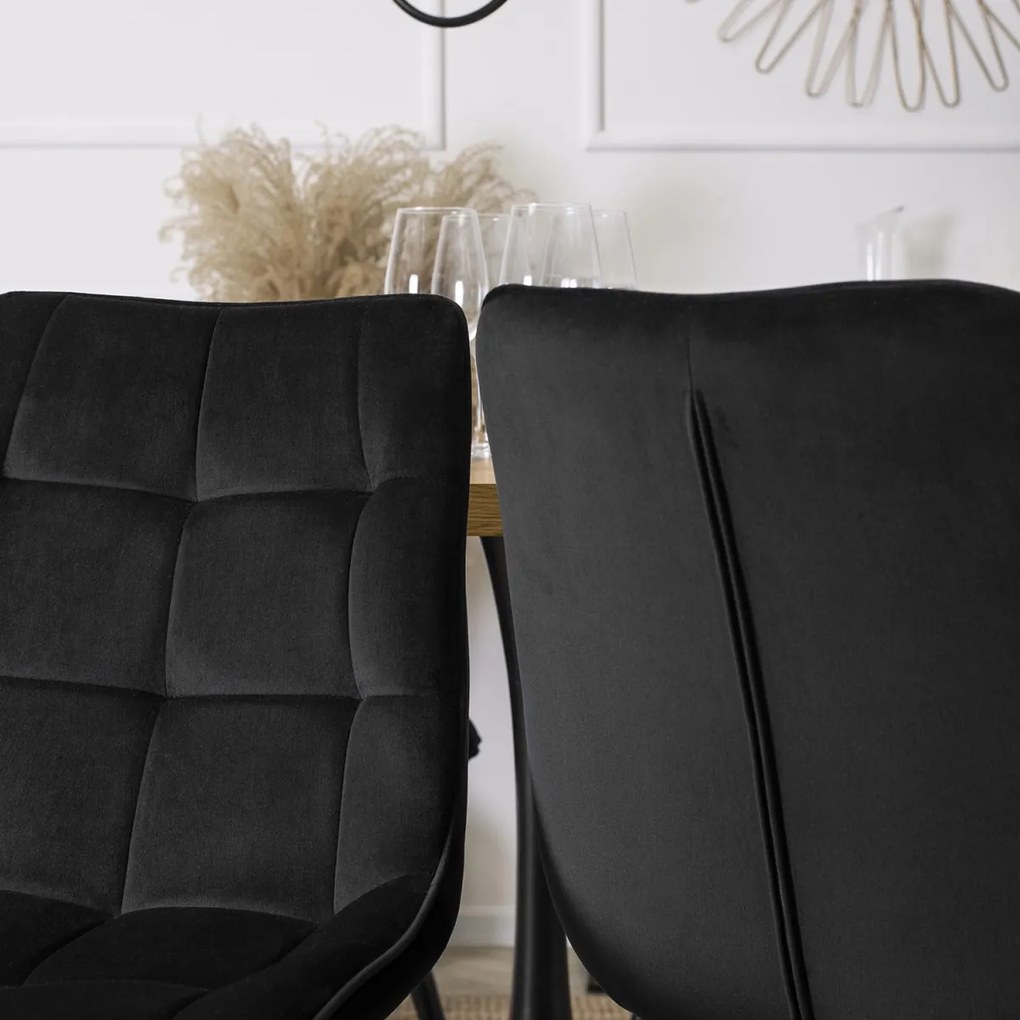 Szék fekete színben, bársony kárpittal. RIO