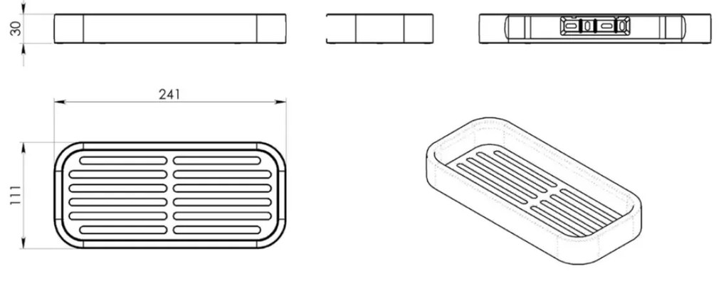 GEDY 3218 Smart polc zuhanyzóba, 24,1 x 3 x 11,1 cm, ezüst