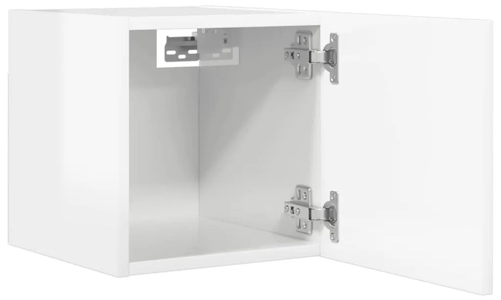 2 db magasfényű fehér falra szerelhető TV-szekrény 30,5x30x30cm