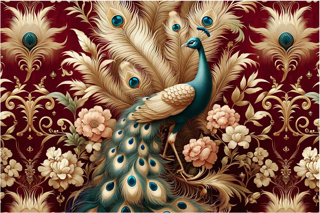 Kép – Elegáns páva (90x60 cm)