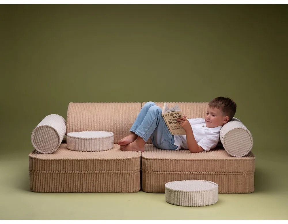 Világosbarna kordbársony gyerek kanapé 132 cm Settee – Wigiwama