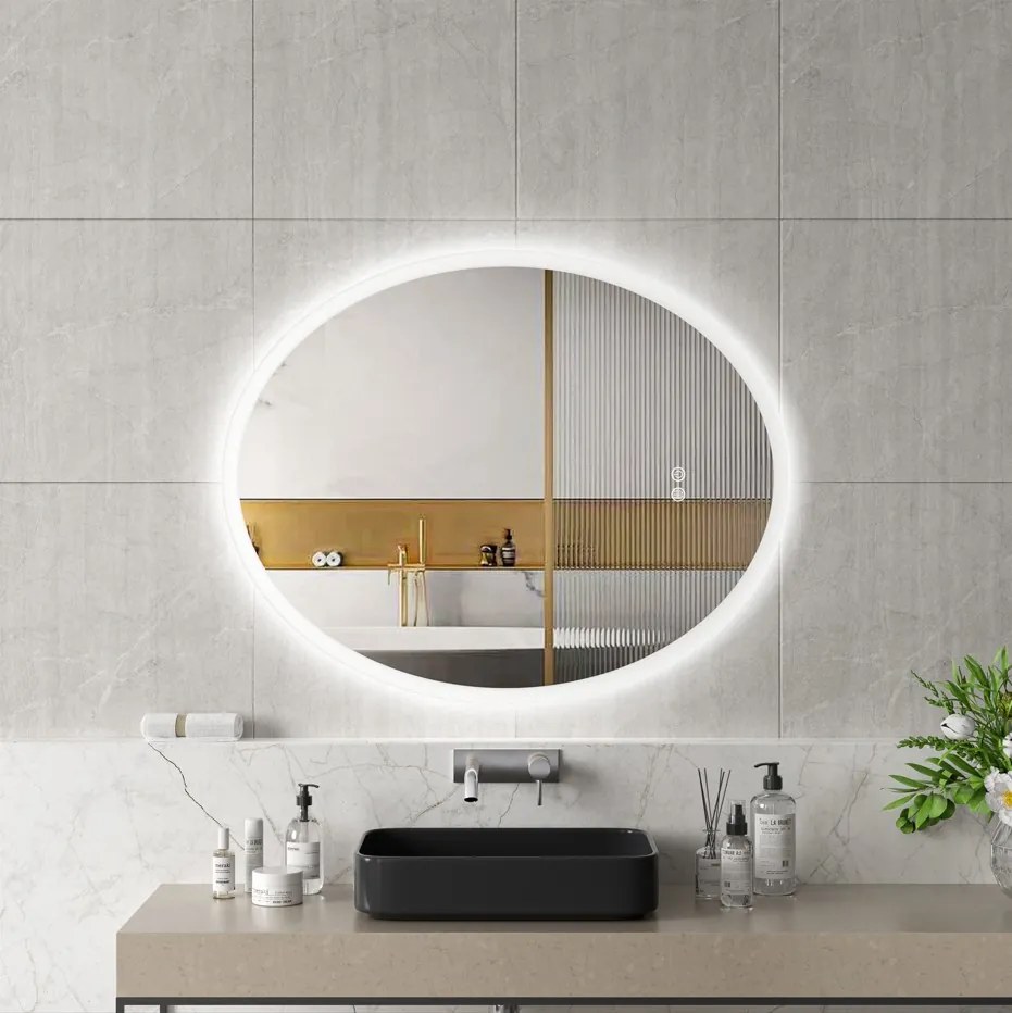 Erga Paola, ovális LED tükör 80x100cm, 2645 lm, 3 fényszín, első és hátsó világítás, ERG-V01-302-1080-00