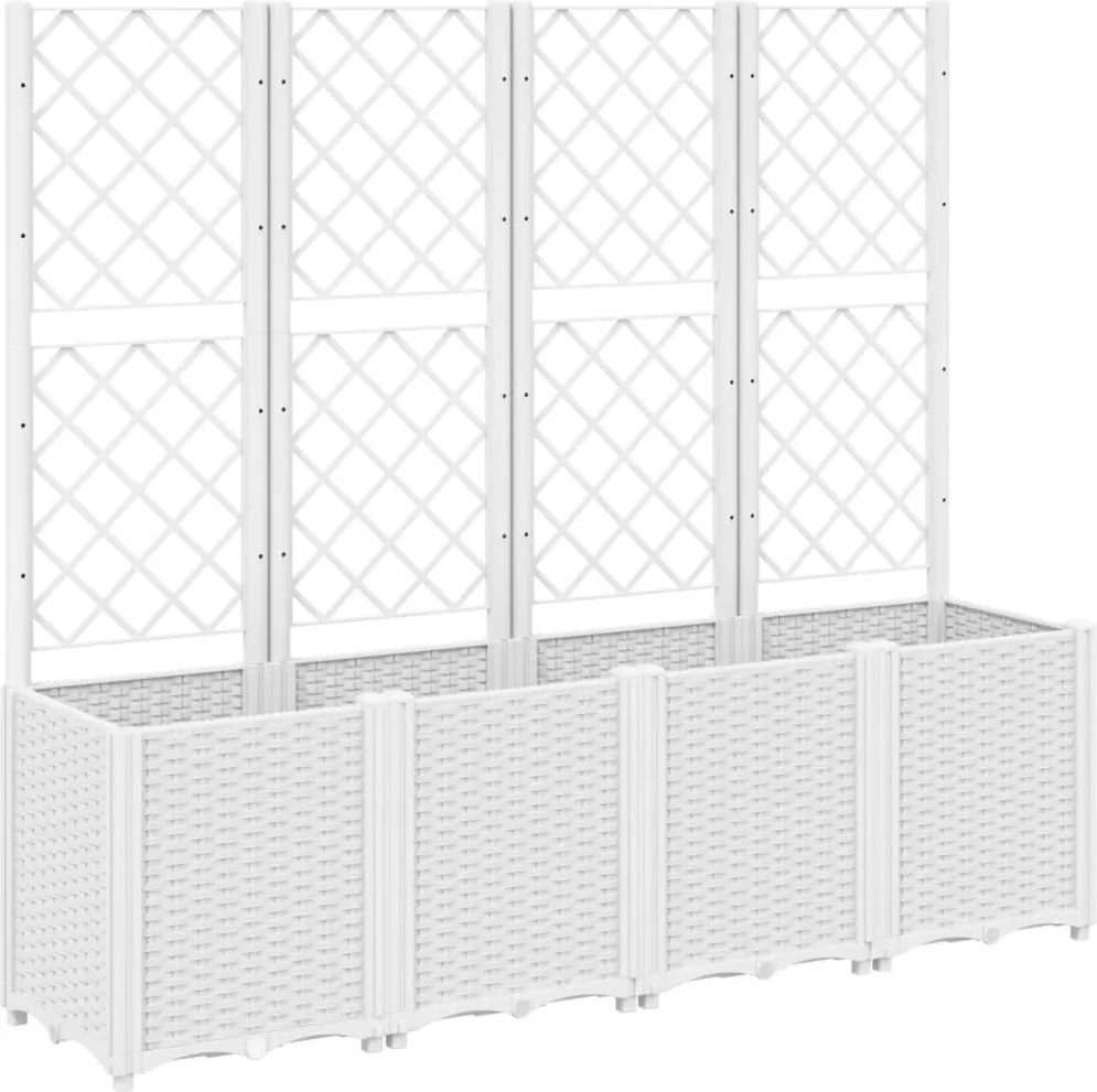 vidaXL fehér polipropilén rácsos kerti ültetőláda 160 x 40 x 140 cm