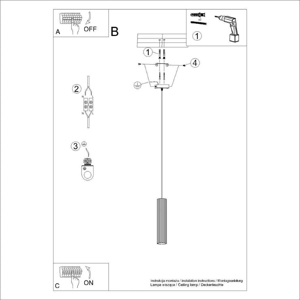 Fekete függőlámpa Gleam – Nice Lamps