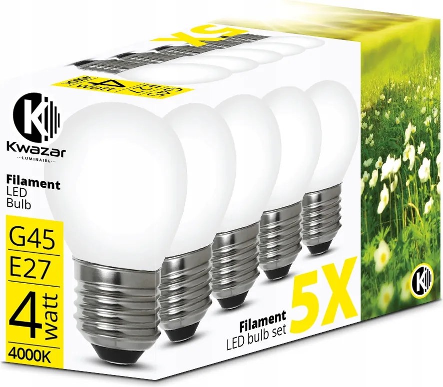 Led izzó E27 Filament 4W Tejgolyó semleges színű dekoratív CCD