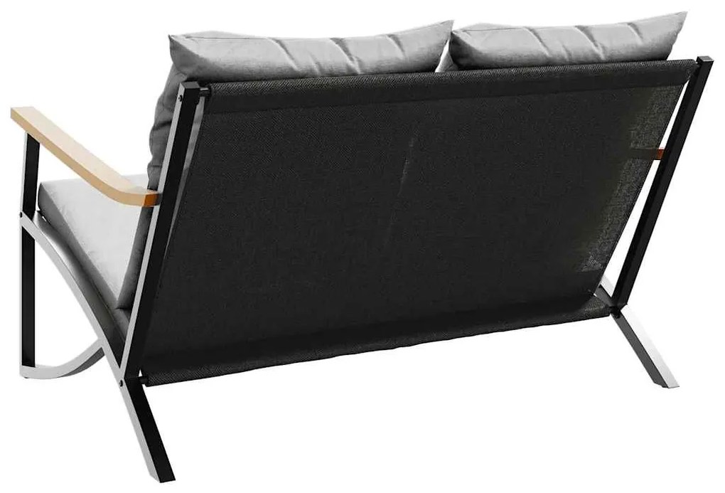fekete acél kerti pad párnákkal 120 cm